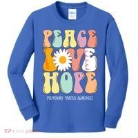 Peace Love Hope Pulmonary Fibrosis Awareness Gift Kids Long Sleeve Shirt thumb 0