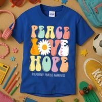 Peace Love Hope Pulmonary Fibrosis Awareness Gift Kids T-Shirt thumb 3