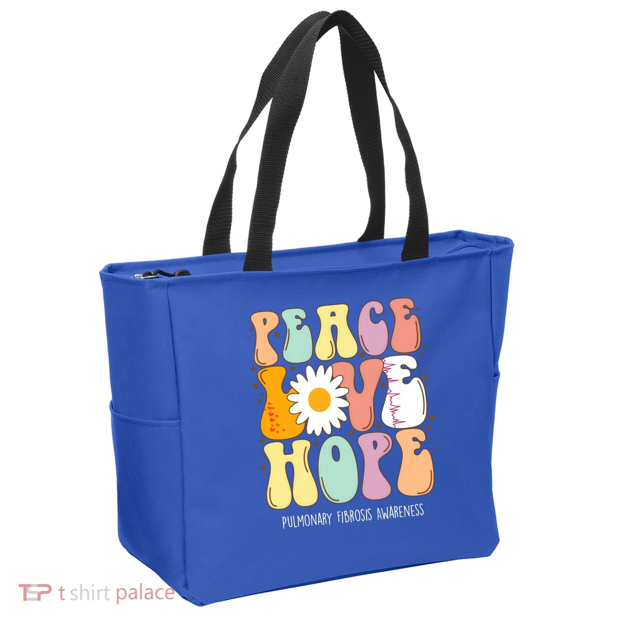 Peace Love Hope Pulmonary Fibrosis Awareness Gift Tote Bag