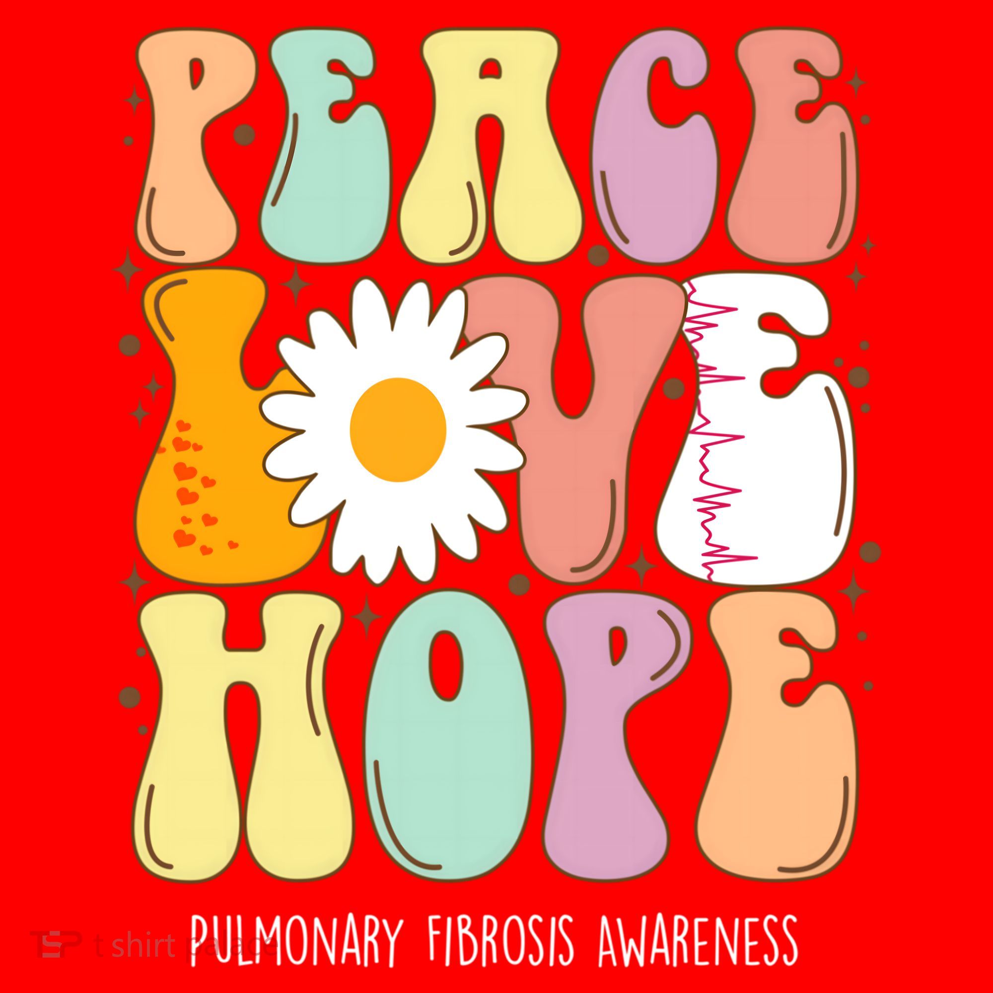 Peace Love Hope Pulmonary Fibrosis Awareness Gift Santa Hat