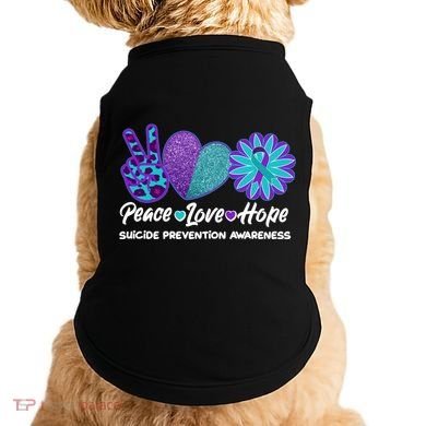 Peace Love Hope Suicide Prevention Awareness Doggie Tank