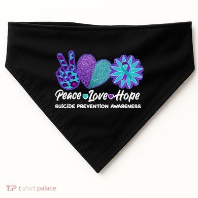 Peace Love Hope Suicide Prevention Awareness USA-Made Doggie Bandana