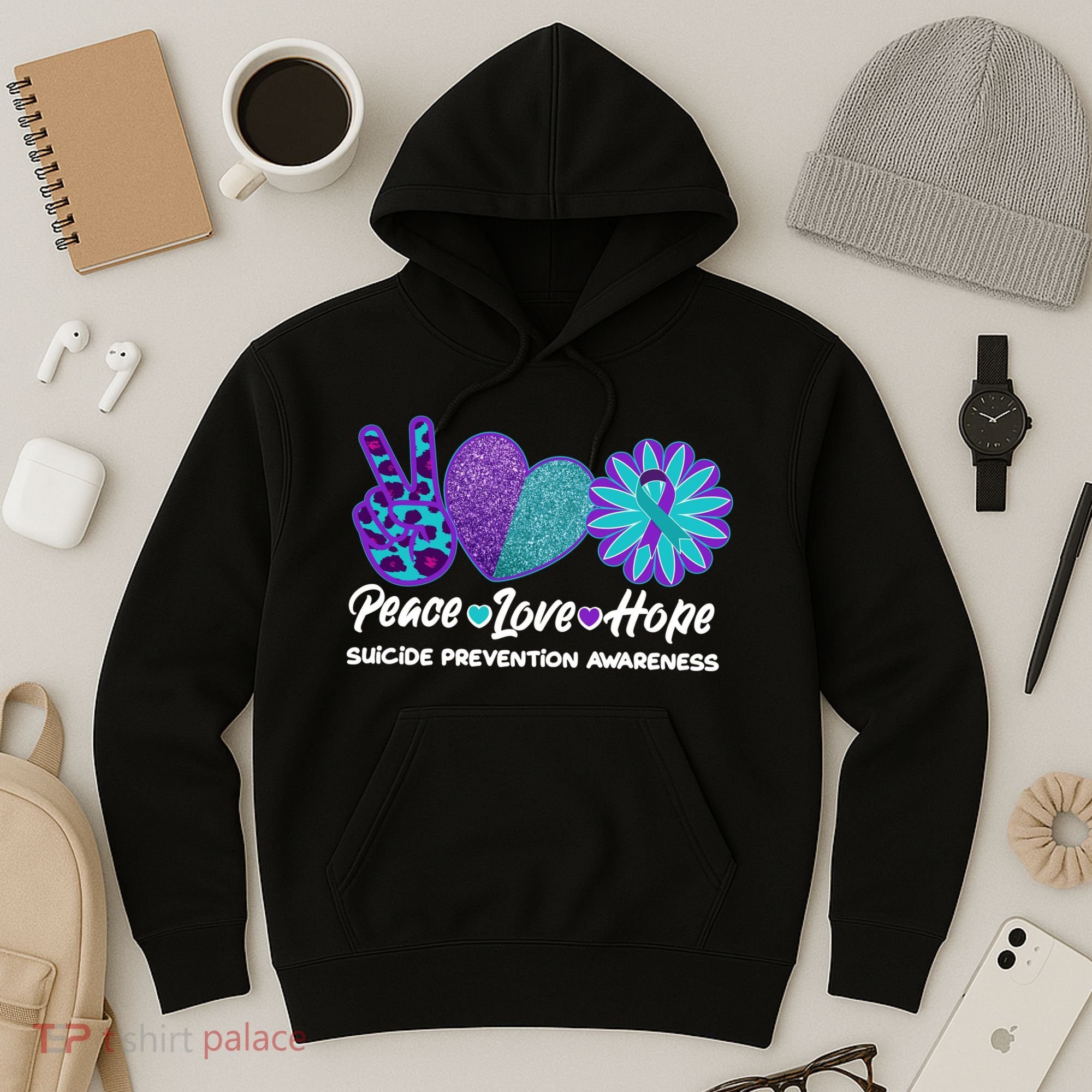 Peace Love Hope Suicide Prevention Awareness Hoodie
