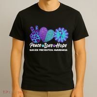 Peace Love Hope Suicide Prevention Awareness T-Shirt thumb 3