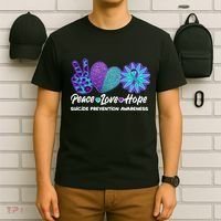 Peace Love Hope Suicide Prevention Awareness T-Shirt thumb 6