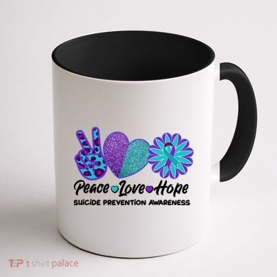 Peace Love Hope Suicide Prevention Awareness Coffee Mug back