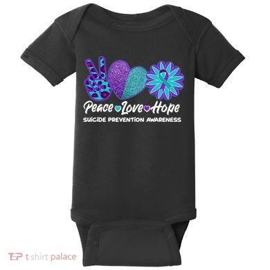 Peace Love Hope Suicide Prevention Awareness Baby Bodysuit