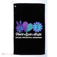 Peace Love Hope Suicide Prevention Awareness Golf Towel thumb 0