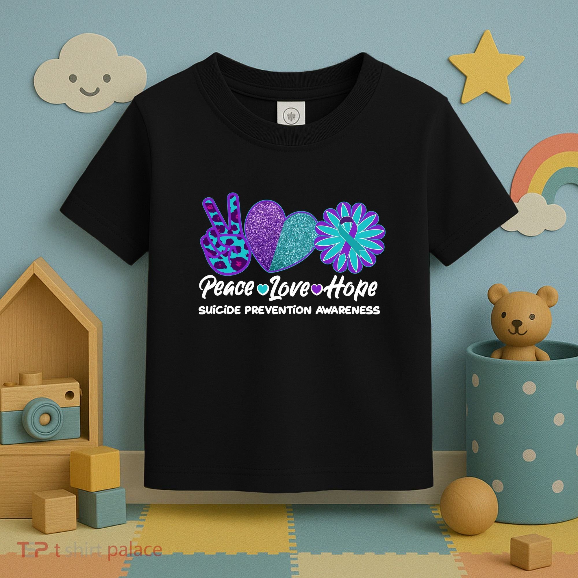 Peace Love Hope Suicide Prevention Awareness Toddler T-Shirt