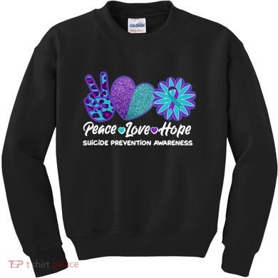 Peace Love Hope Suicide Prevention Awareness Kids Sweatshirt