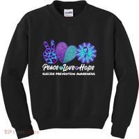 Peace Love Hope Suicide Prevention Awareness Kids Sweatshirt thumb 0