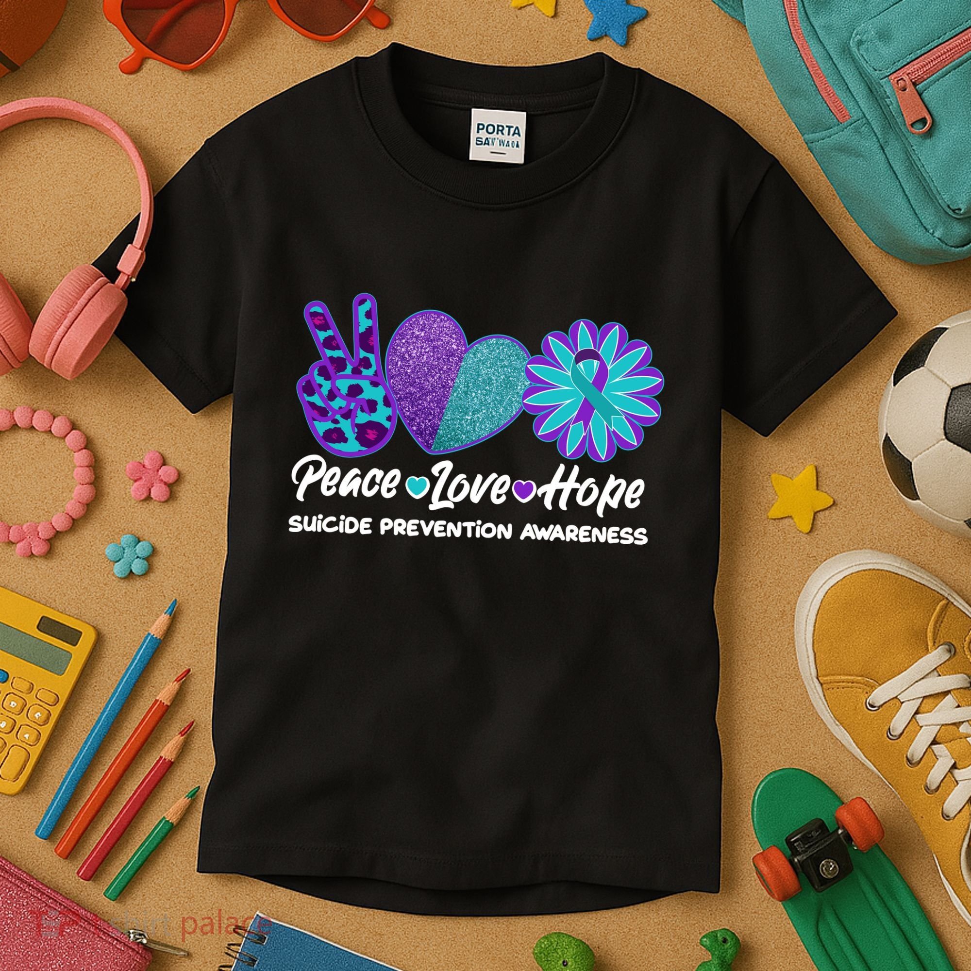 Peace Love Hope Suicide Prevention Awareness Kids T-Shirt