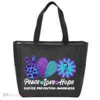 Peace Love Hope Suicide Prevention Awareness Tote Bag thumb 0