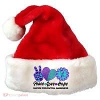 Peace Love Hope Suicide Prevention Awareness Santa Hat thumb 0