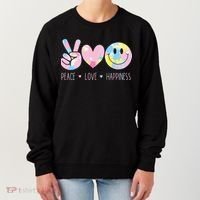 Peace Love Happiness Rainbow Tie Dye Smile Face Cute Women's Sweatshirt thumb 0