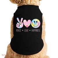 Peace Love Happiness Rainbow Tie Dye Smile Face Cute Doggie Tank thumb 0