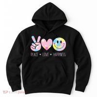 Peace Love Happiness Rainbow Tie Dye Smile Face Cute Hoodie thumb 0