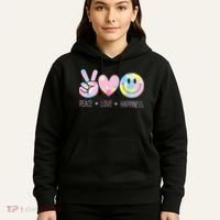 Peace Love Happiness Rainbow Tie Dye Smile Face Cute Hoodie thumb 5
