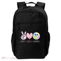 Peace Love Happiness Rainbow Tie Dye Smile Face Cute Backpack thumb 0