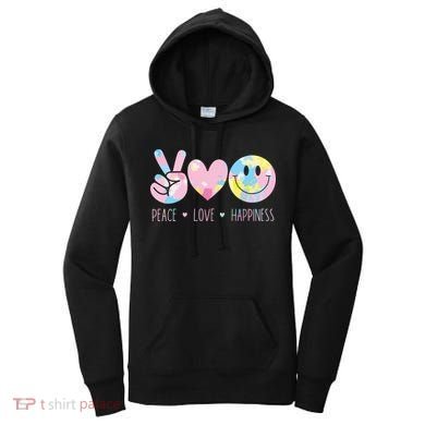 Peace Love Happiness Rainbow Tie Dye Smile Face Cute Women's Hoodie