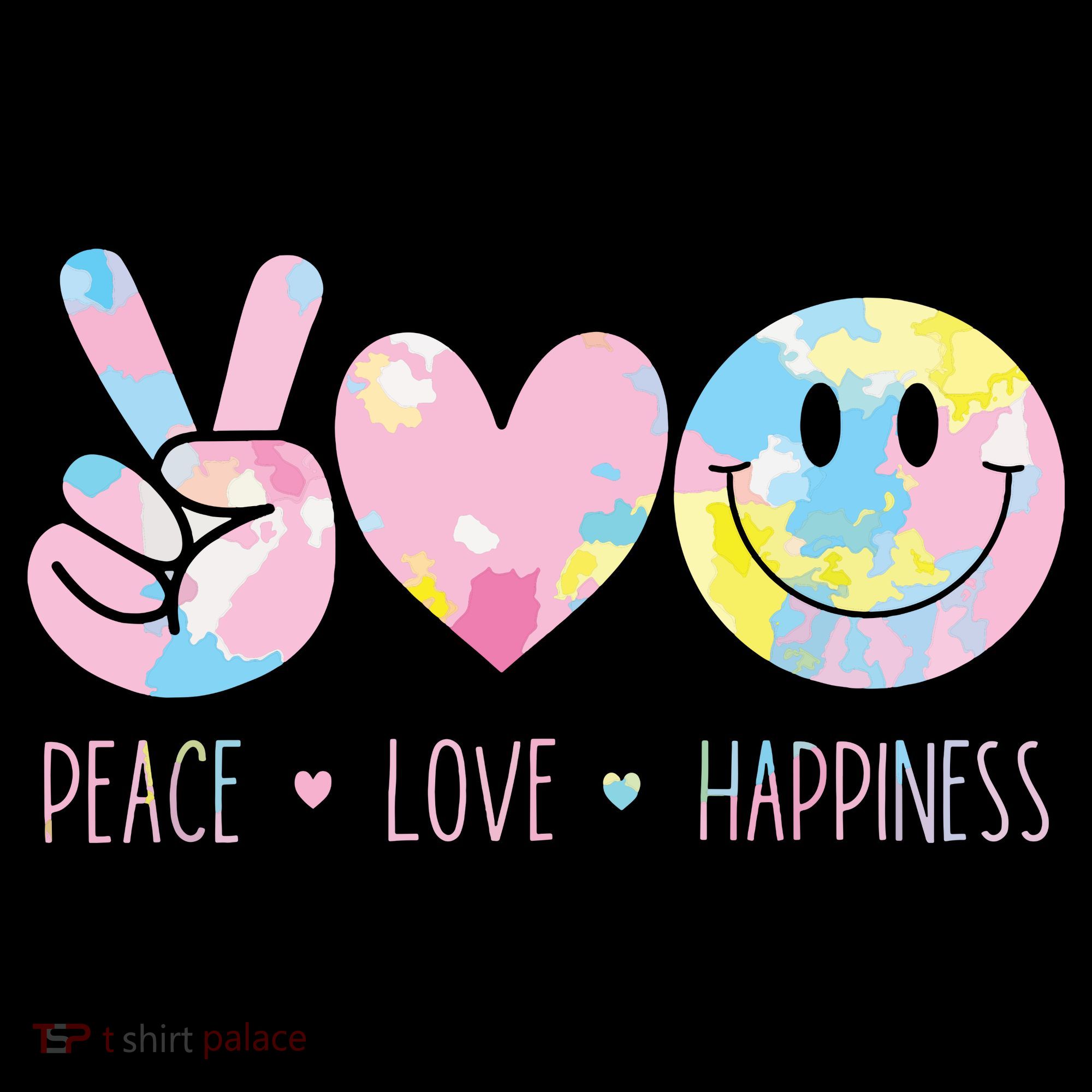 Peace Love Happiness Rainbow Tie Dye Smile Face Cute Women's Hoodie