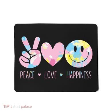 Peace Love Happiness Rainbow Tie Dye Smile Face Cute Mousepad