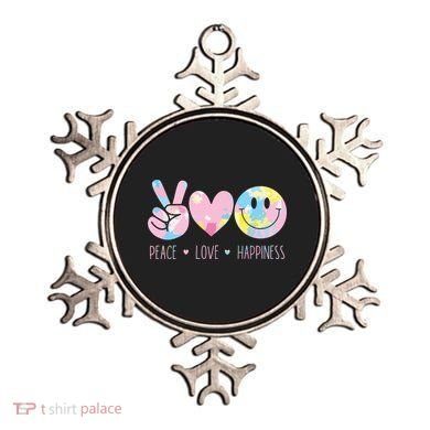 Peace Love Happiness Rainbow Tie Dye Smile Face Cute Ornament