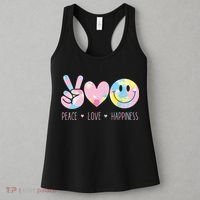 Peace Love Happiness Rainbow Tie Dye Smile Face Cute Women's Tank Top thumb 3