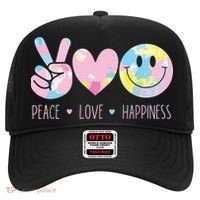Peace Love Happiness Rainbow Tie Dye Smile Face Cute Hat thumb 0