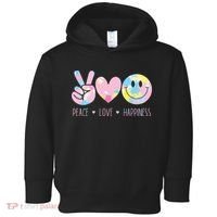 Peace Love Happiness Rainbow Tie Dye Smile Face Cute Toddler Hoodie thumb 0