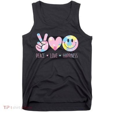 Peace Love Happiness Rainbow Tie Dye Smile Face Cute Tank Top