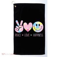 Peace Love Happiness Rainbow Tie Dye Smile Face Cute Golf Towel thumb 0