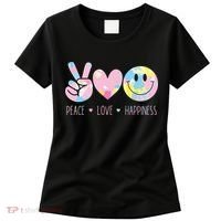 Peace Love Happiness Rainbow Tie Dye Smile Face Cute Women's T-Shirt thumb 0