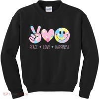 Peace Love Happiness Rainbow Tie Dye Smile Face Cute Kids Sweatshirt thumb 0