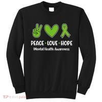 Peace Love Hope Mental Health Awareness Green Ribbon Funny Sweatshirt thumb 0