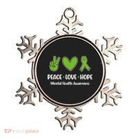 Peace Love Hope Mental Health Awareness Green Ribbon Funny Ornament thumb 0