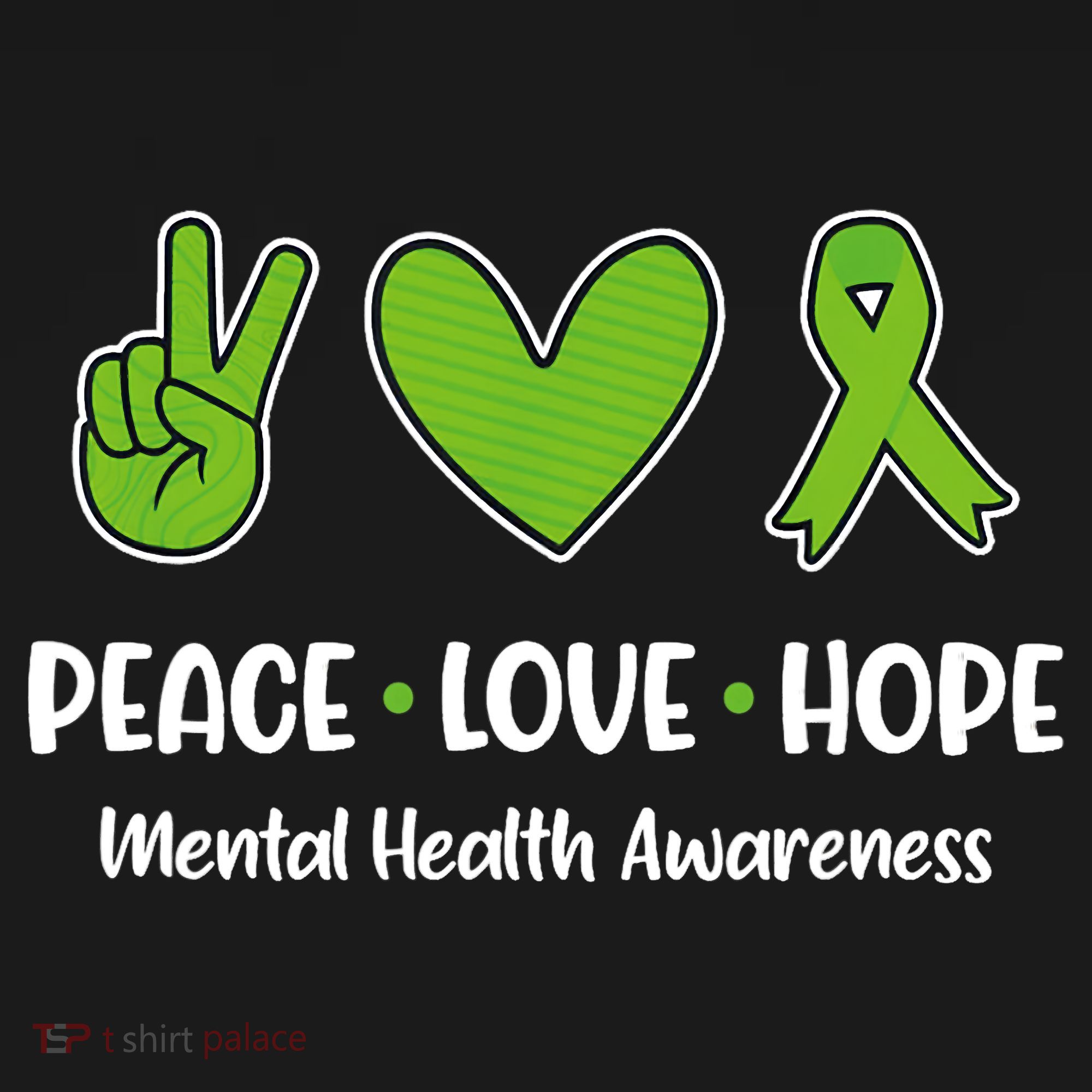 Peace Love Hope Mental Health Awareness Green Ribbon Funny Women's Tank Top