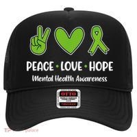 Peace Love Hope Mental Health Awareness Green Ribbon Funny Hat thumb 0