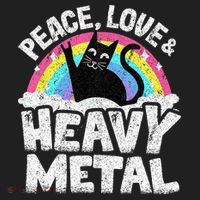 Peace Love & Heavy Metal Cat Kids Punk Band Metal Rainbow Beanie thumb 2