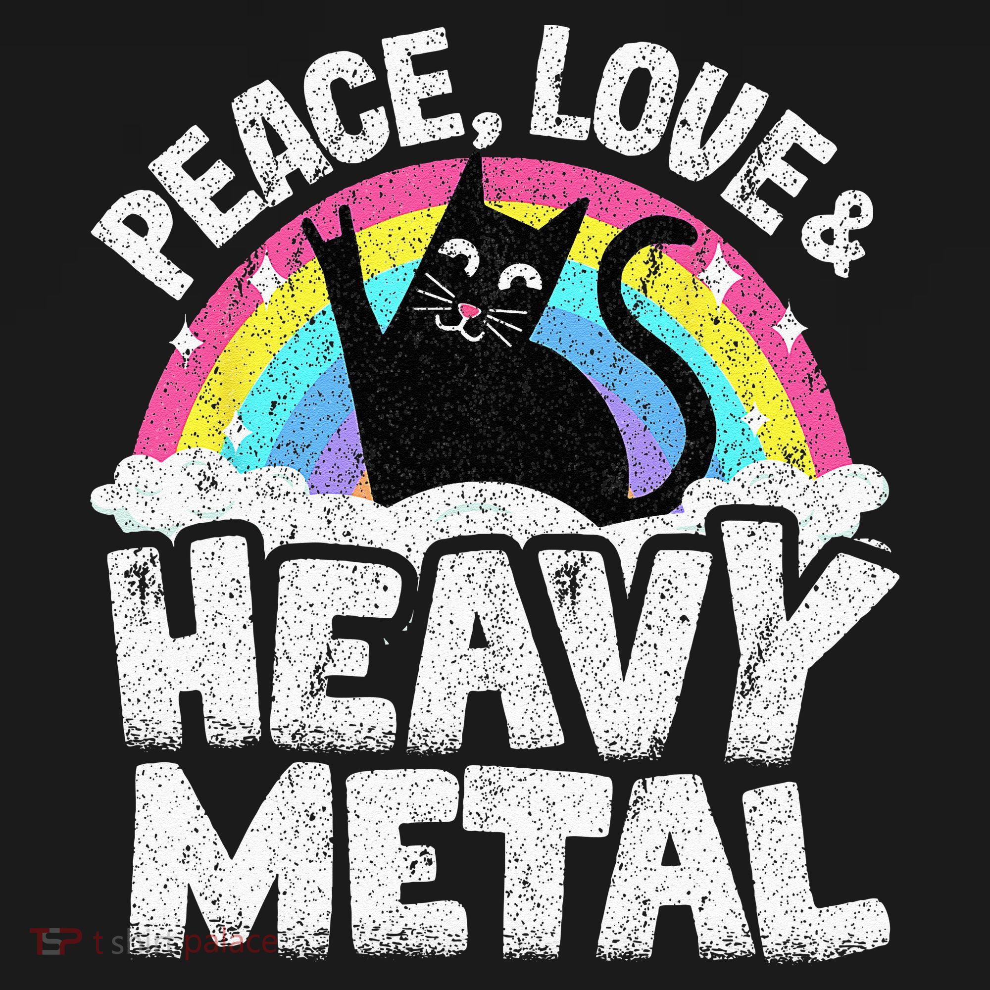 Peace Love & Heavy Metal Cat Kids Punk Band Metal Rainbow Mousepad