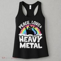 Peace Love & Heavy Metal Cat Kids Punk Band Metal Rainbow Women's Tank Top thumb 3
