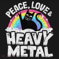 Peace Love & Heavy Metal Cat Kids Punk Band Metal Rainbow Baby Bodysuit thumb 2