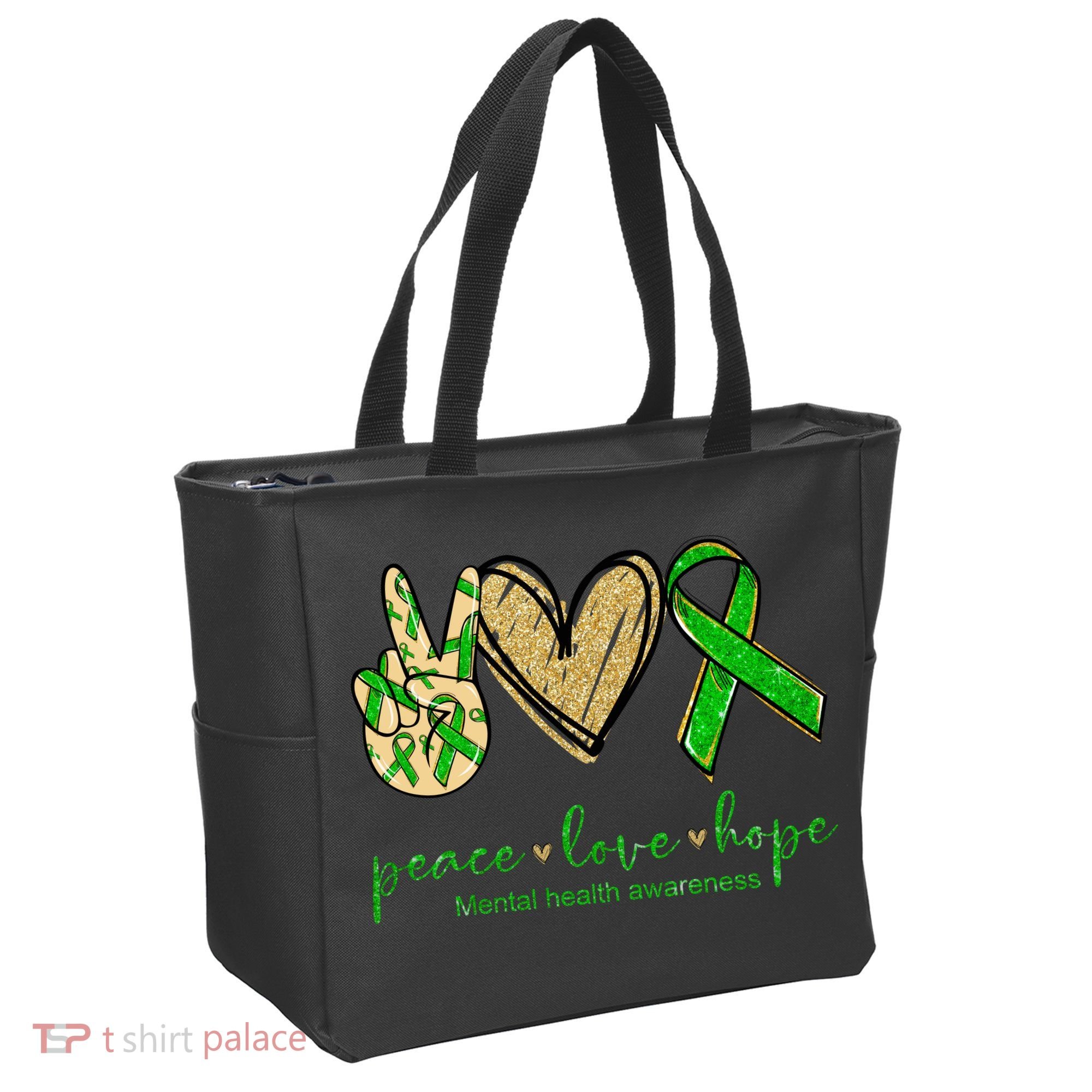 Peace Love Hope Mental Health Awareness Tote Bag