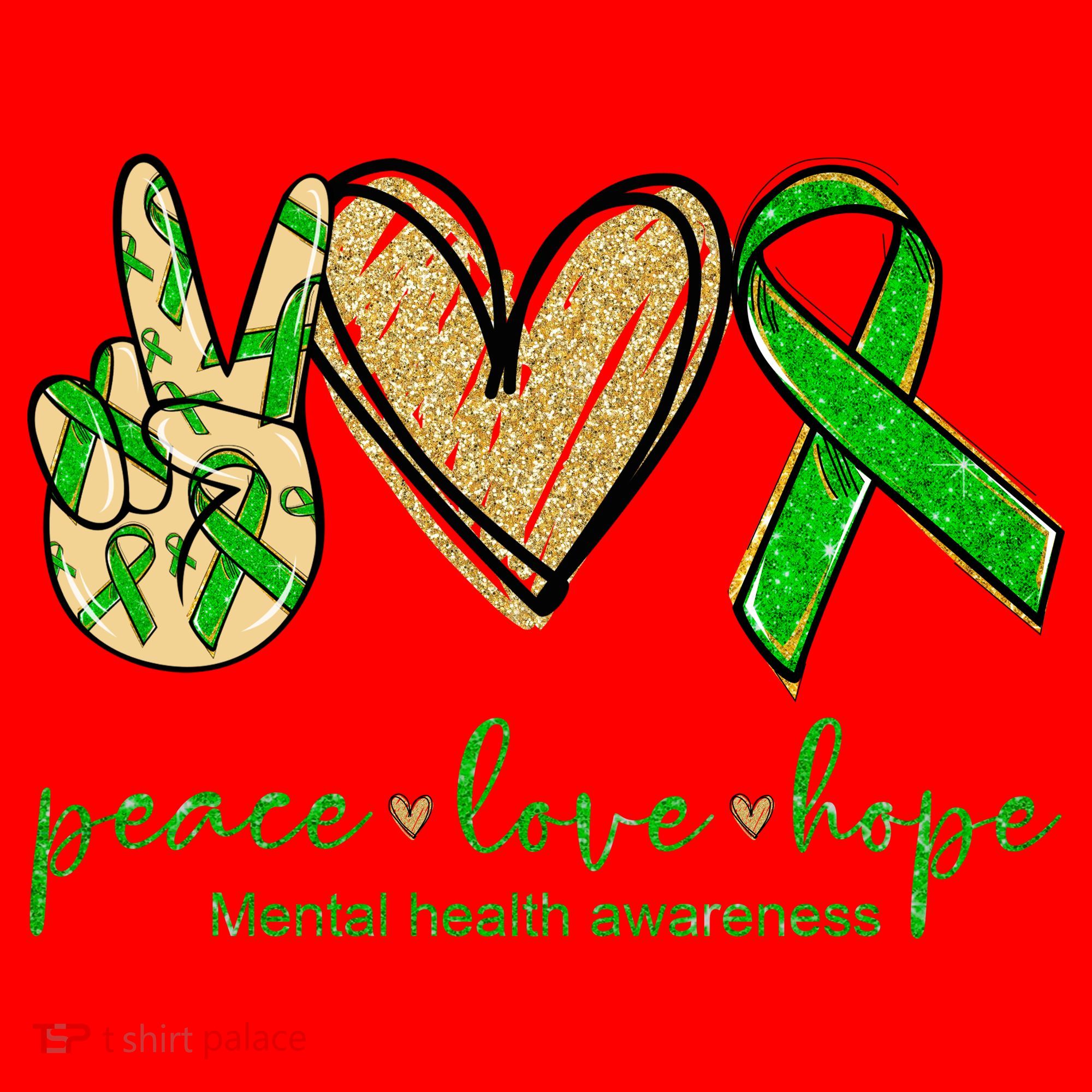 Peace Love Hope Mental Health Awareness Santa Hat