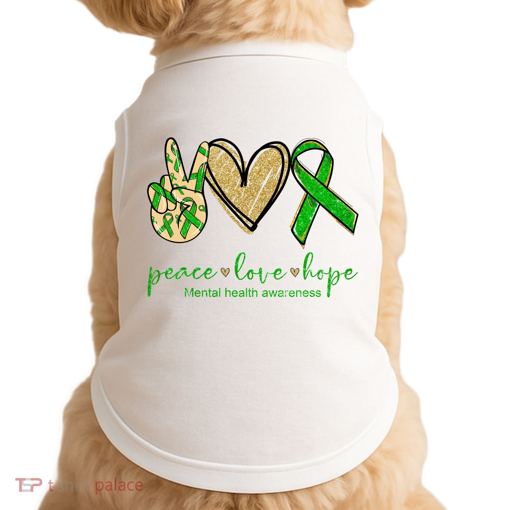 Peace Love Hope Mental Health Awareness Doggie Tank