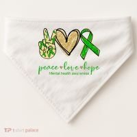 Peace Love Hope Mental Health Awareness USA-Made Doggie Bandana thumb 0