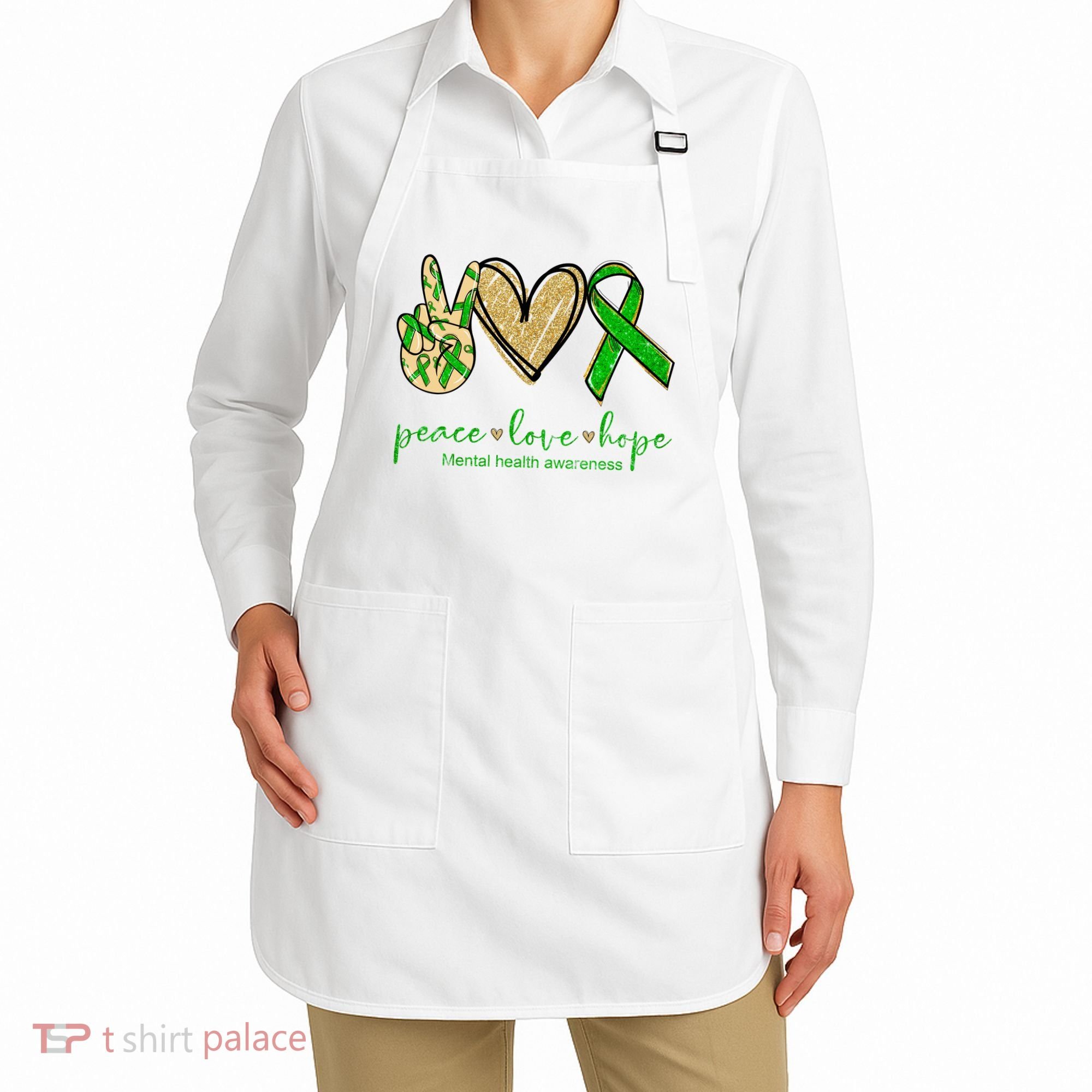 Peace Love Hope Mental Health Awareness Apron