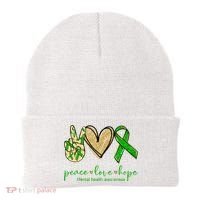 Peace Love Hope Mental Health Awareness Beanie thumb 0