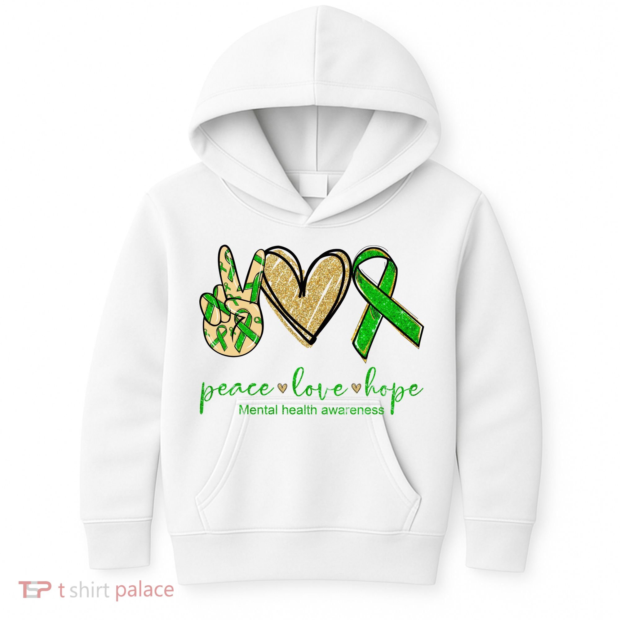 Peace Love Hope Mental Health Awareness Kids Hoodie