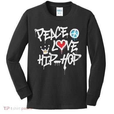Peace Love Hip Hop Dancing Kids Long Sleeve Shirt